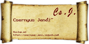 Csernyus Jenő névjegykártya